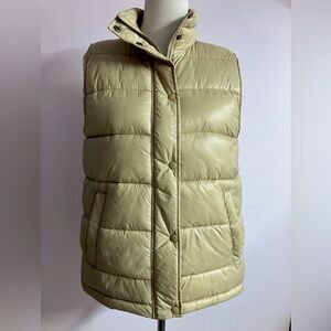 Aerie Women’s Puffer Vest, Small, Tan, Lightweight, Full Front Zipper